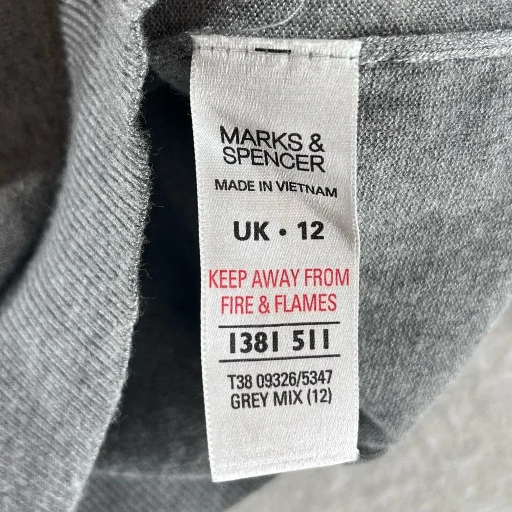 Marks & Spencer Sweater Womens Sz UK12 S Viscose Blend 3/4 Sleeve Pullover Gray - Picture 8 of 12